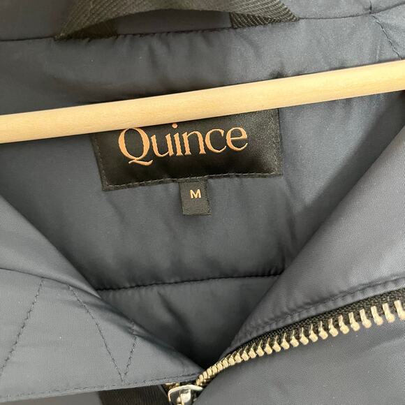 Quince Men's Recycled Primaloft Parka Jacket Coat Medium Navy Full Zip Pockets - Picture 4 of 13